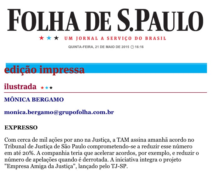 FOLHA DE S.PAULO, 20/05/2015
